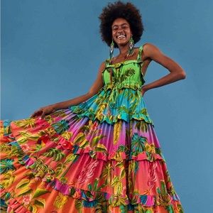 Farmrio tiered ruffled dress